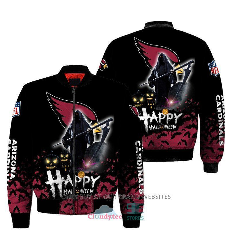Arizona Cardinals Halloween Black Bomber Jacket | NFL Team Jacket for Men & Women | Football Fan Gift