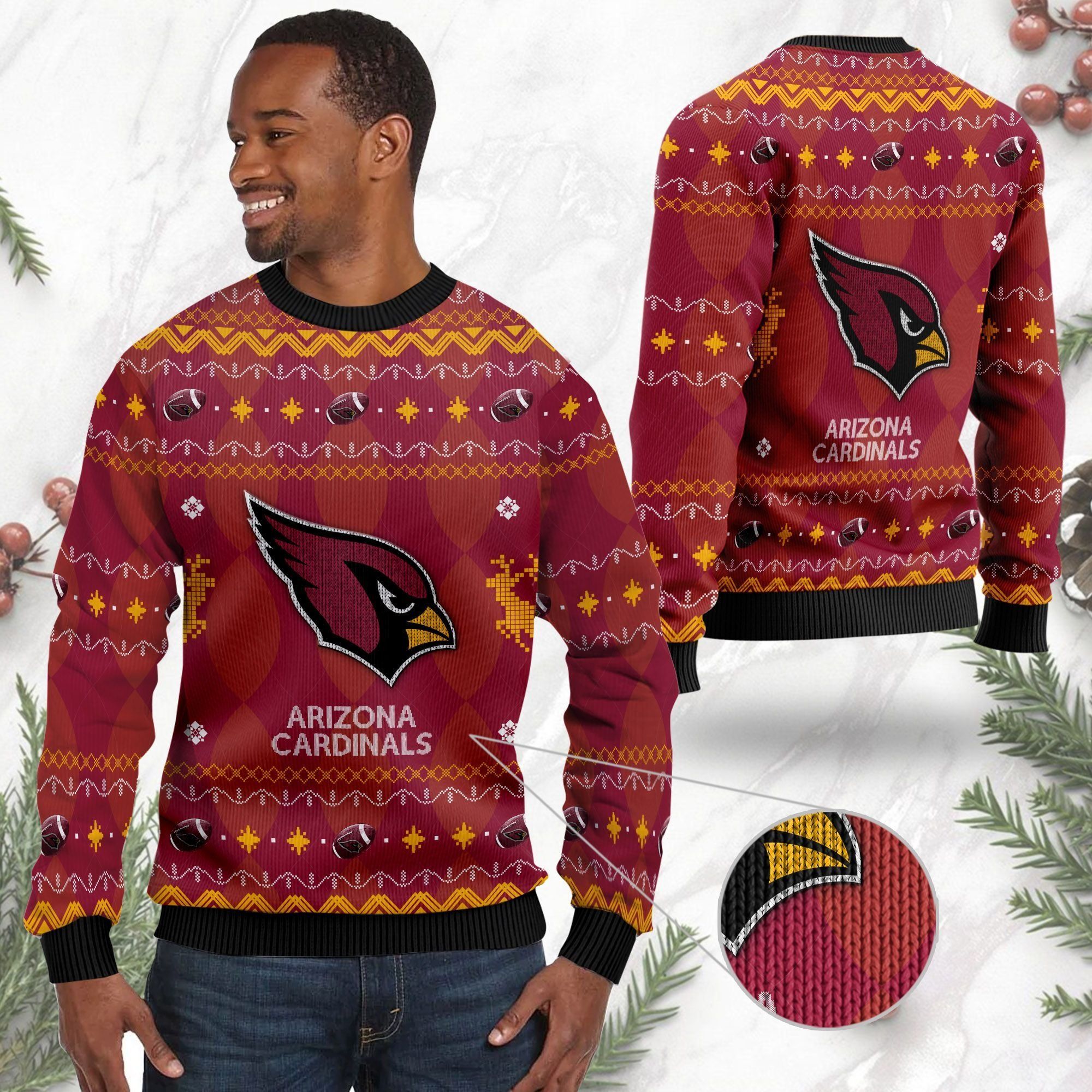 Arizona Cardinals NFL American Football Black Ugly Christmas Sweater