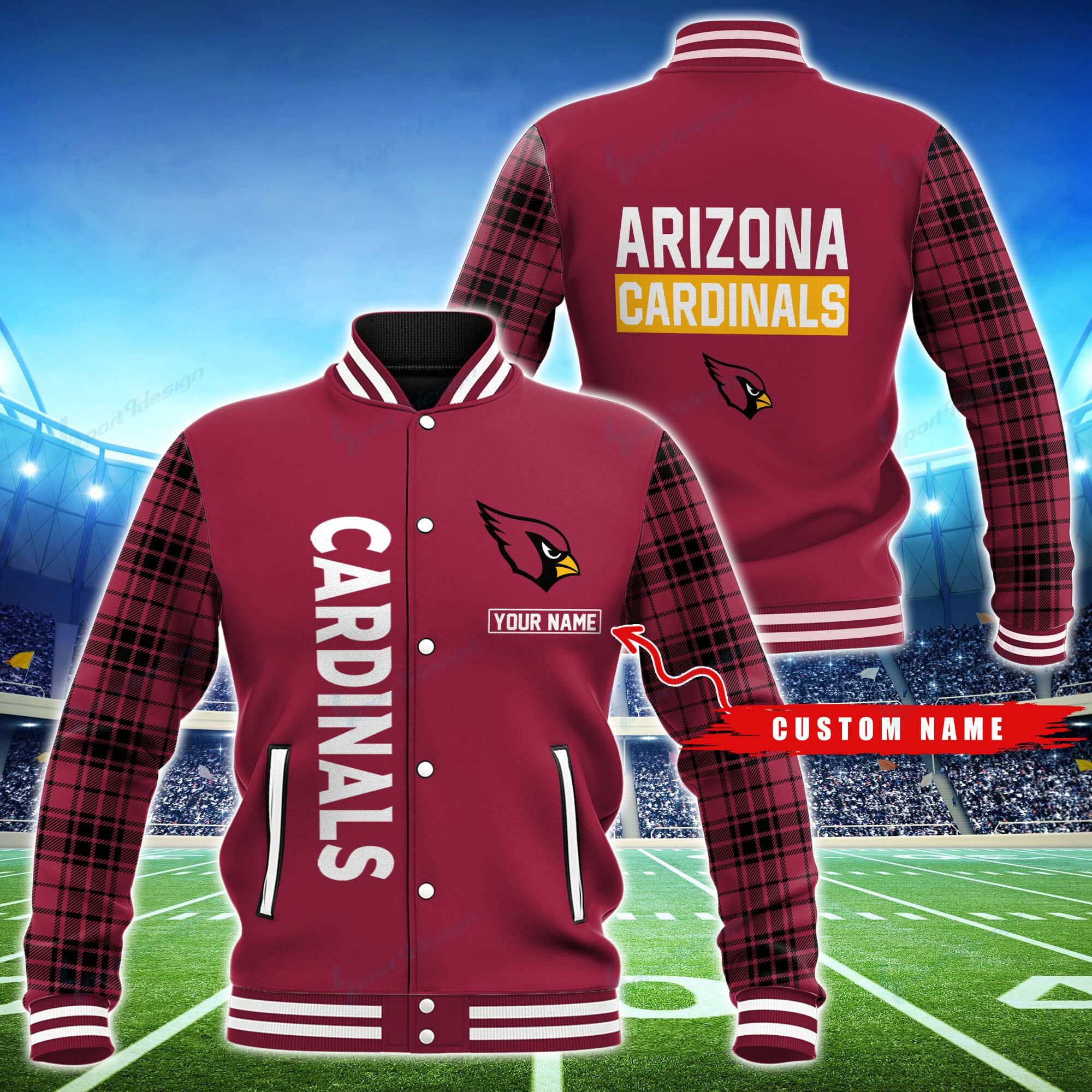 Arizona Cardinals Personalized Baseball Jacket for Men & Women | NFL Team Fan Gift