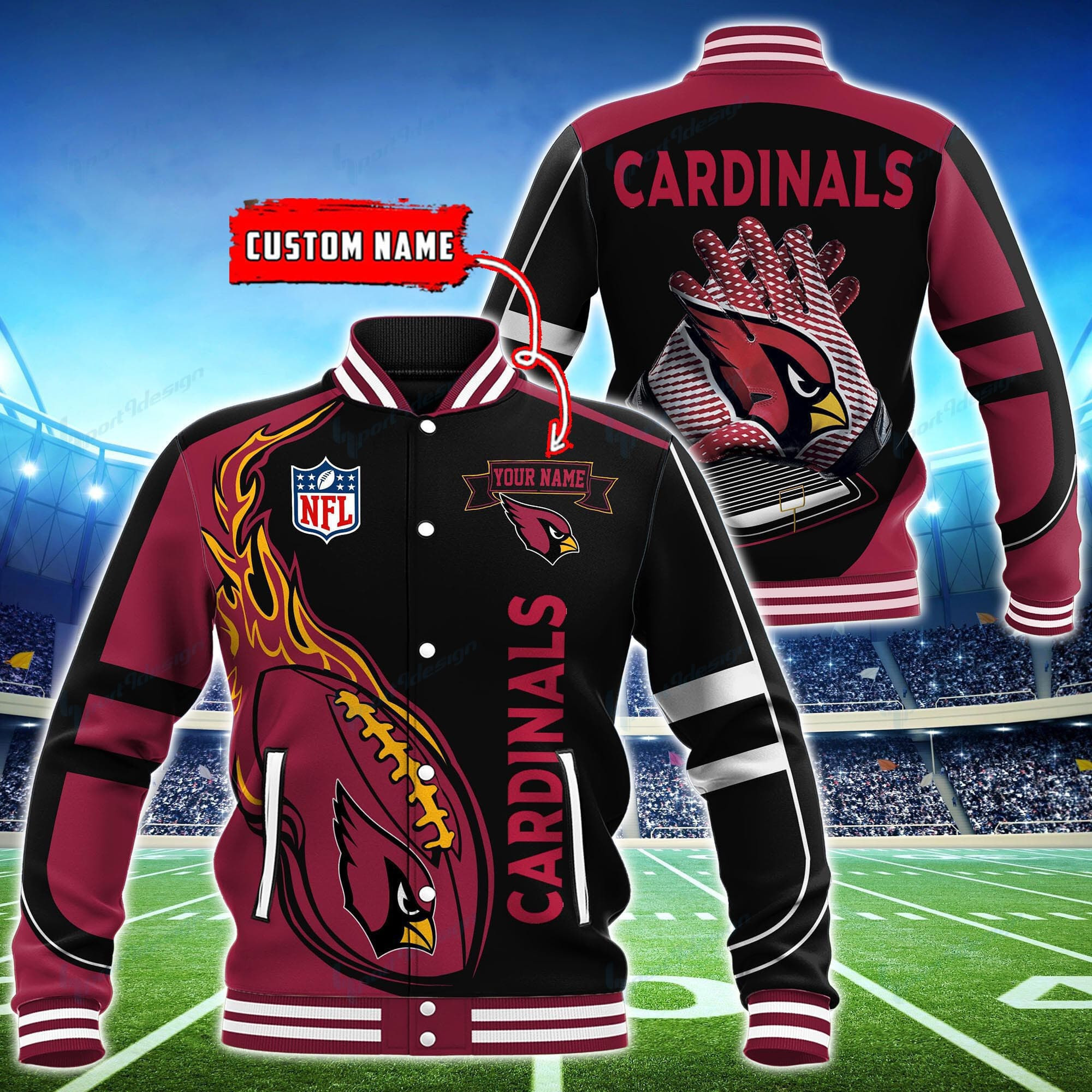 Arizona Cardinals Personalized Baseball Jacket for Men & Women | NFL Team Fan Gift