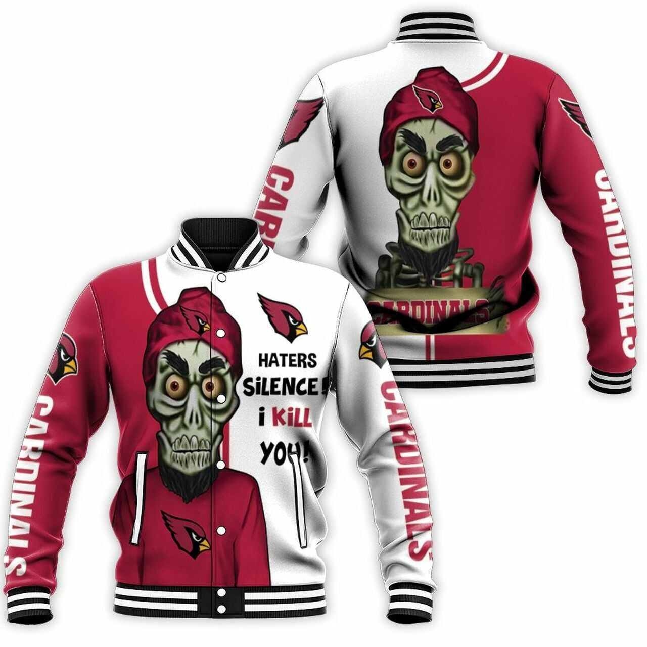 Arizona Cardinals Red White Varsity Baseball Jacket for Men & Women | NFL Team Fan Gift