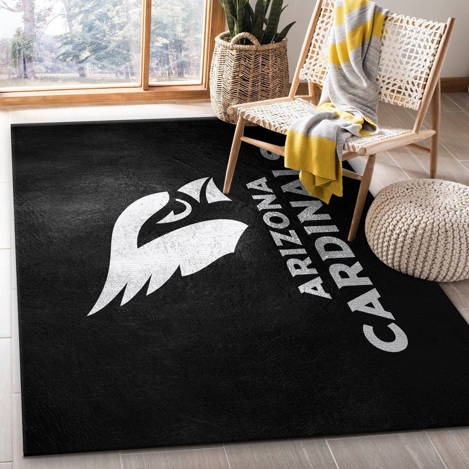 Arizona Cardinals Silver Rectangle Area Rug – Full Print Carpet For Living Room & Bedroom Home Decor