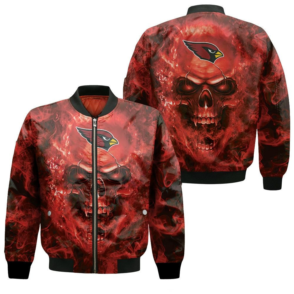 Arizona Cardinals Skull Red Bomber Jacket | NFL Team Jacket for Men & Women | Football Fan Gift