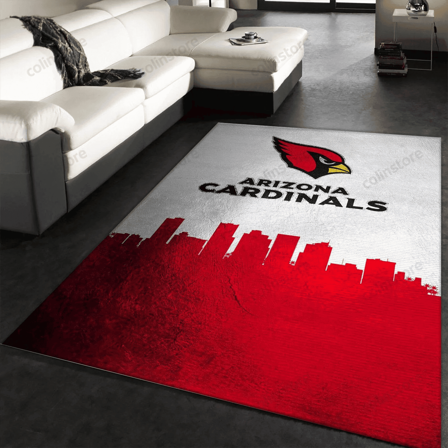 Arizona Cardinals Skyline Team Logos Rectangle Area Rug – Full Print Carpet For Living Room & Bedroom Home Decor