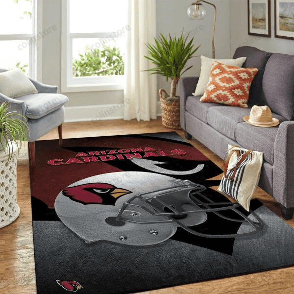 Arizona Cardinals Team Logo Helmet 3D Rectangle Area Rug – Full Print Carpet For Living Room & Bedroom Home Decor