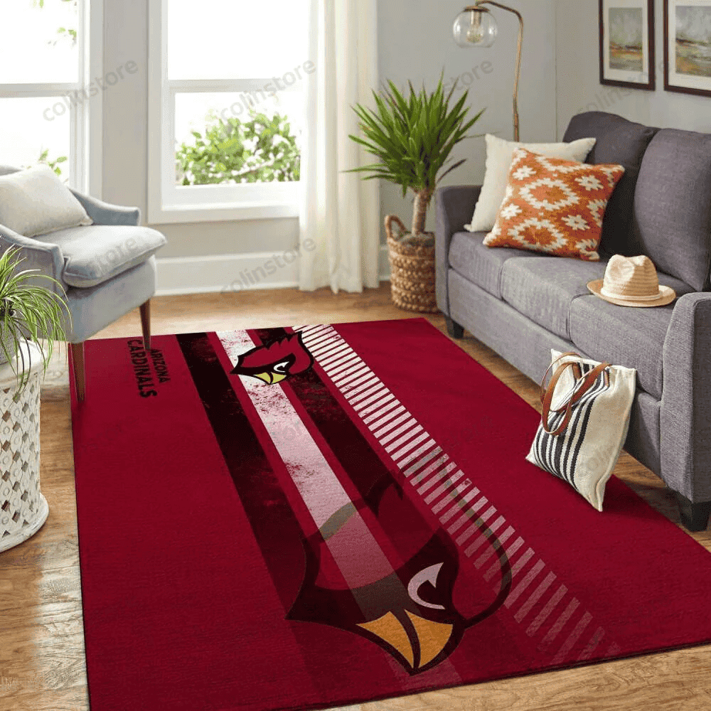 Arizona Cardinals Team Logo Rectangle Area Rug – Full Print Carpet For Living Room & Bedroom Home Decor