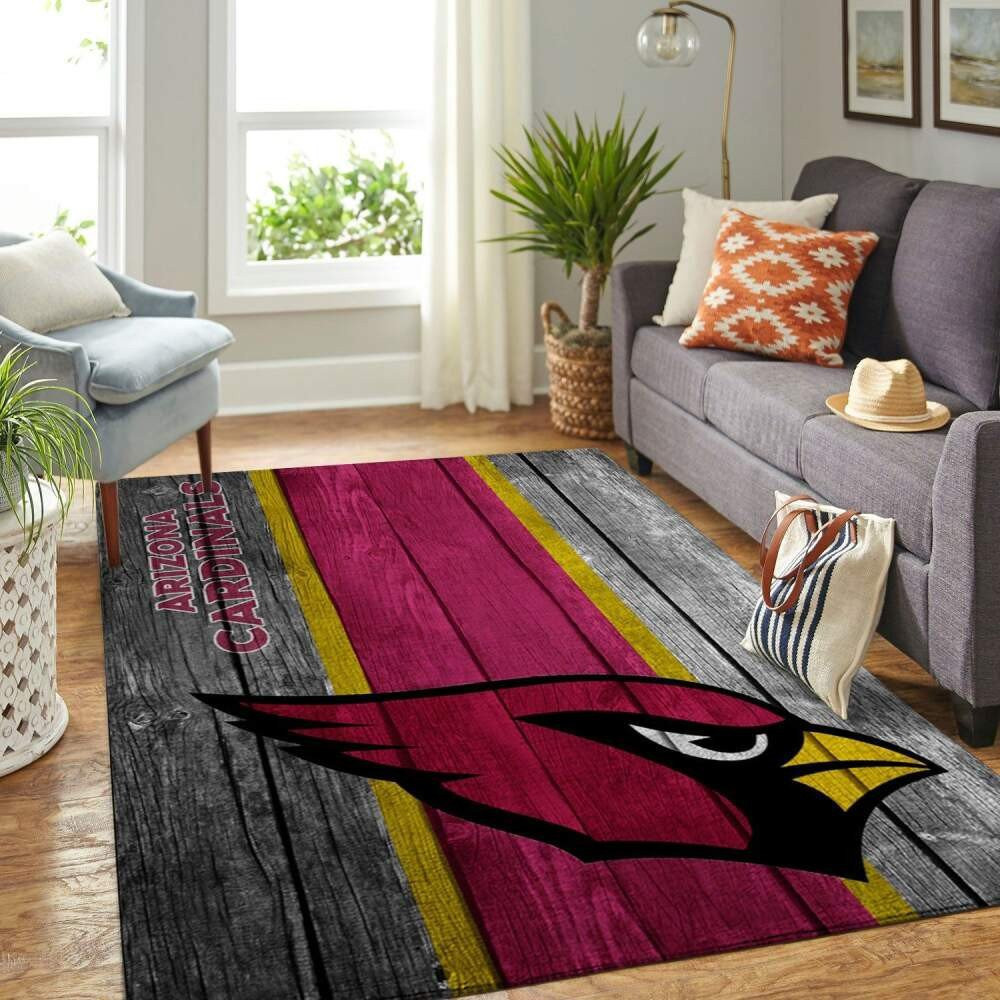 Arizona Cardinals Team Logo Rectangle Area Rug – Full Print Carpet For Living Room & Bedroom Home Decor