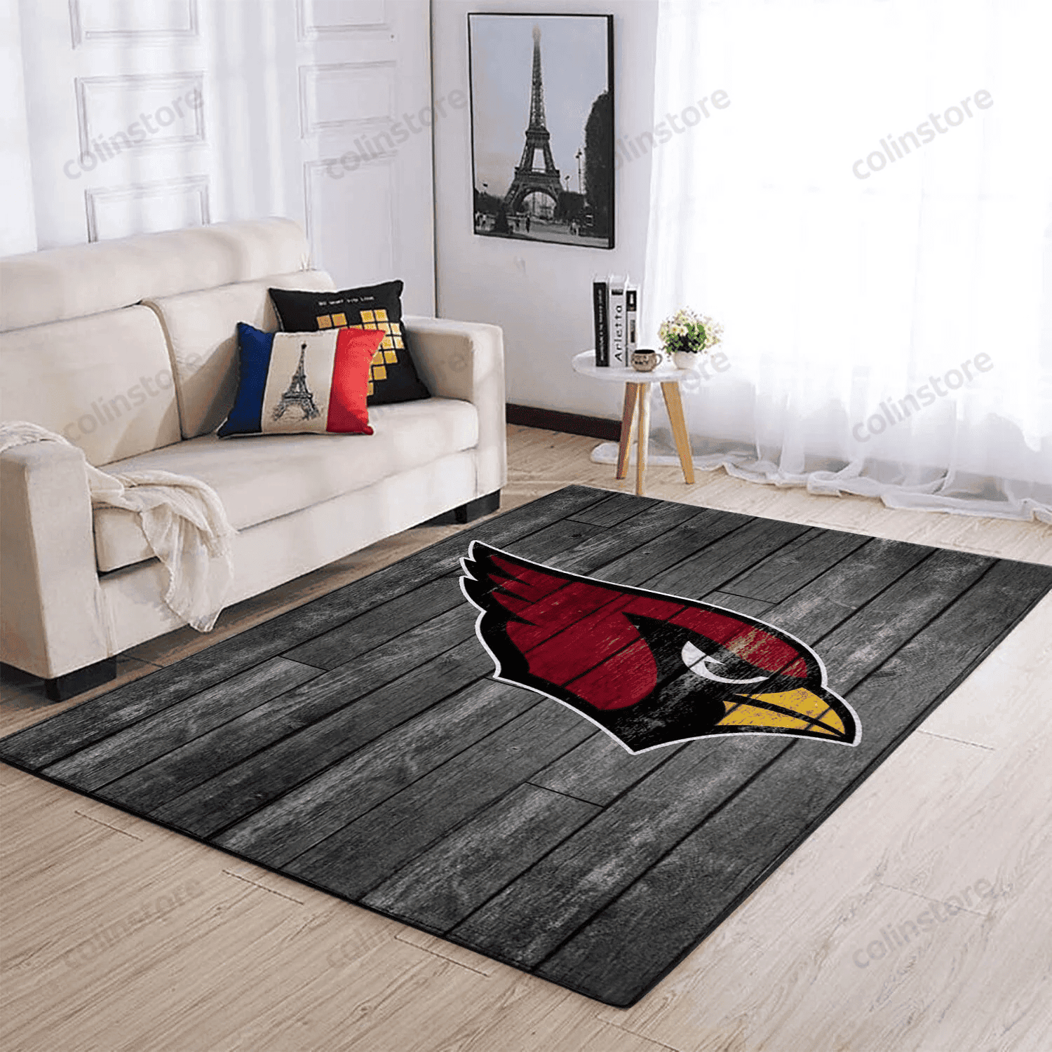 Arizona Cardinals Team Logo Rectangle Area Rug – Full Print Carpet For Living Room & Bedroom Home Decor