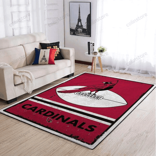 Arizona Cardinals Team Logo Retro 3D Rectangle Area Rug – Full Print Carpet For Living Room & Bedroom Home Decor