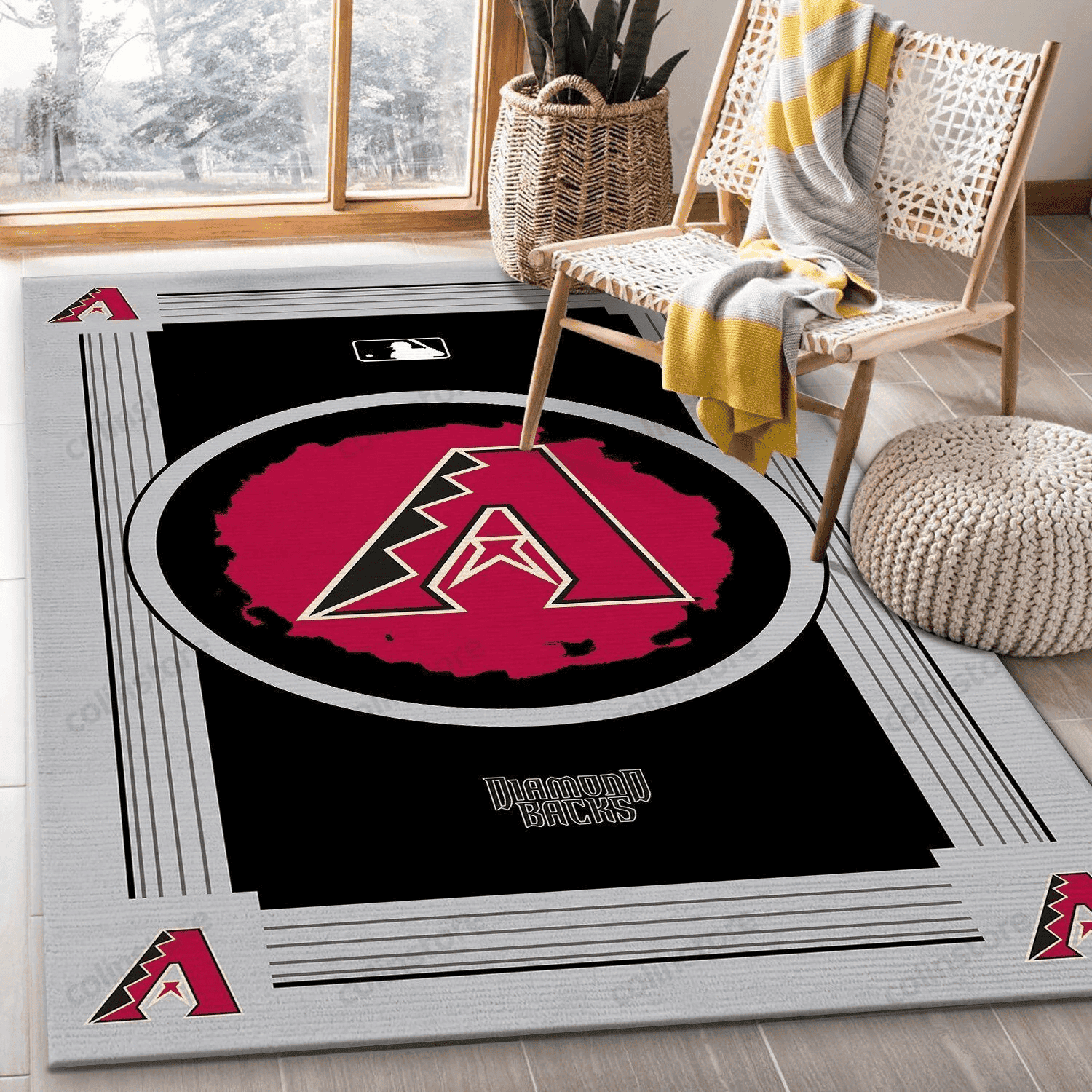 Arizona Diamondbacks Logo Style Rectangle Area Rug – Full Print Carpet For Living Room & Bedroom Home Decor