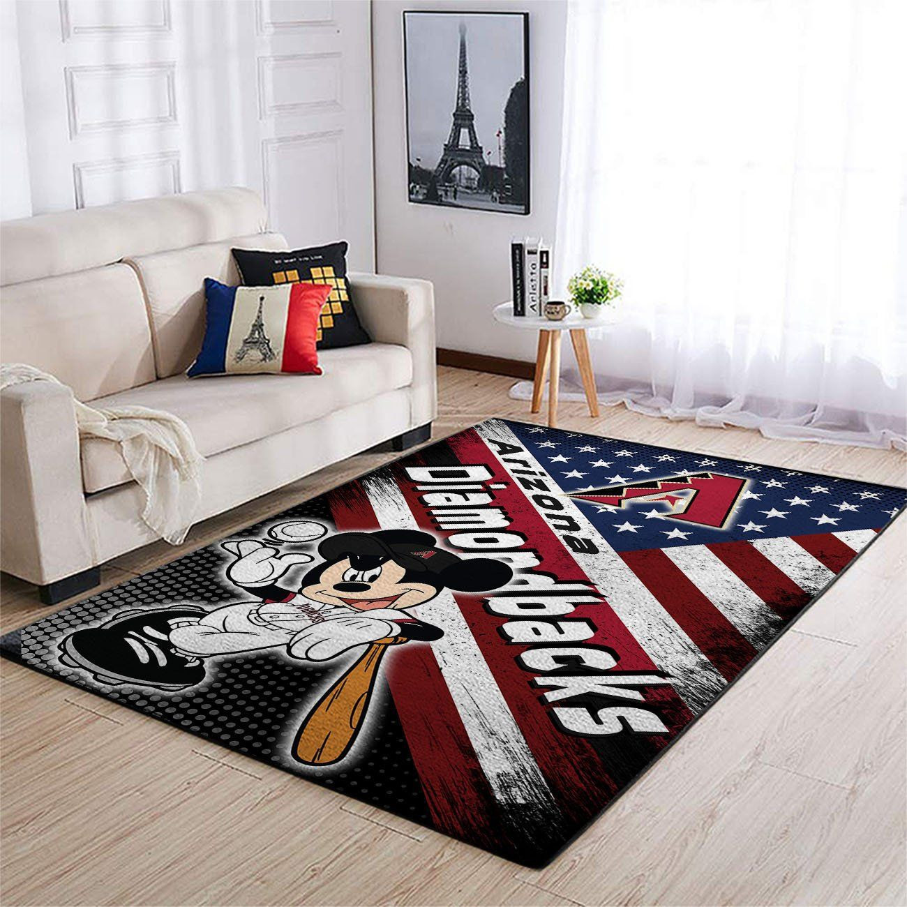 Arizona Diamondbacks Team Logo Mickey Us Rectangle Area Rug – Full Print Carpet For Living Room & Bedroom Home Decor