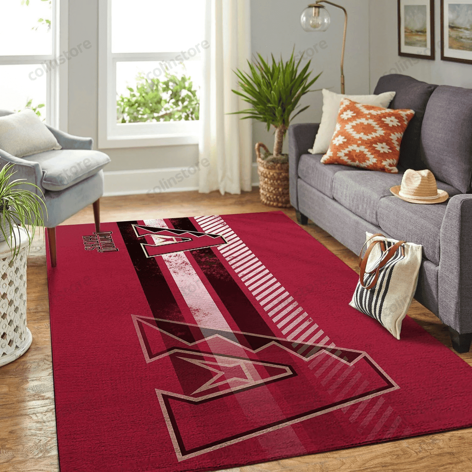 Arizona Diamondbacks Team Logo Rectangle Area Rug – Full Print Carpet For Living Room & Bedroom Home Decor