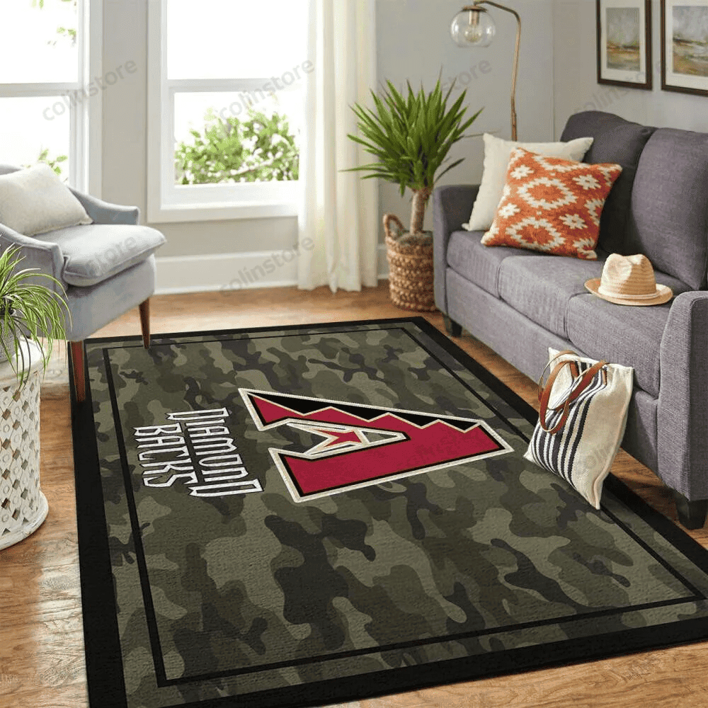Arizona Diamondbacks Team Logo Rectangle Area Rug – Full Print Carpet For Living Room & Bedroom Home Decor