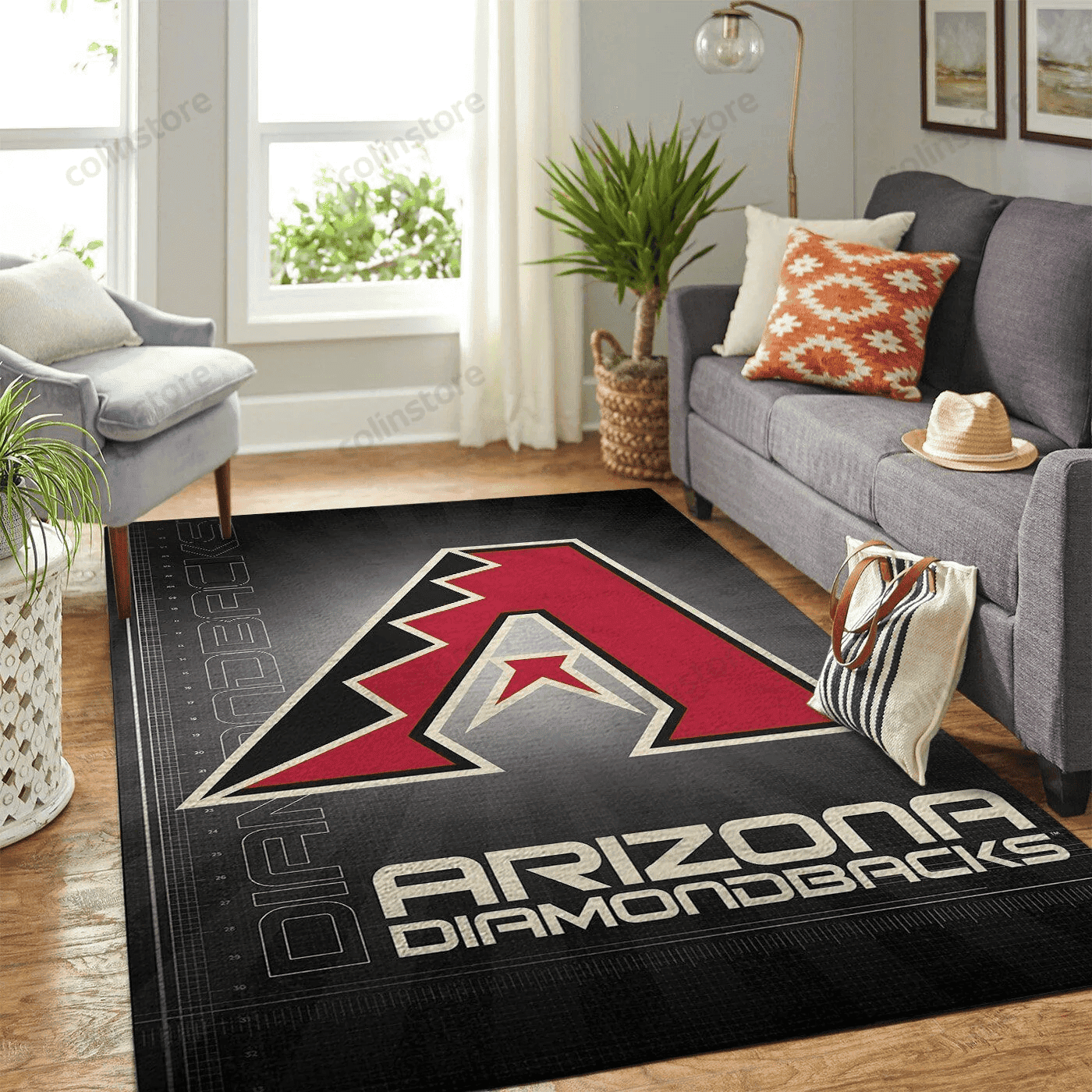 Arizona Diamondbacks Team Logo Rectangle Area Rug – Full Print Carpet For Living Room & Bedroom Home Decor