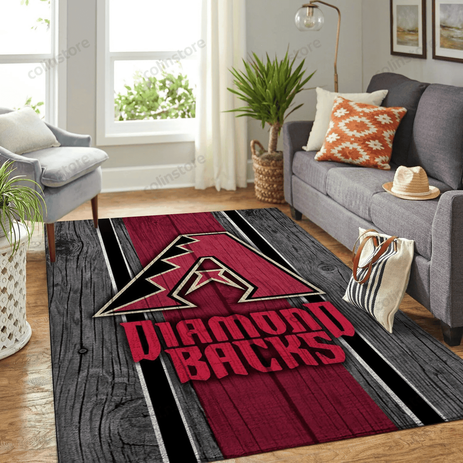 Arizona Diamondbacks Team Logo Rectangle Area Rug – Full Print Carpet For Living Room & Bedroom Home Decor