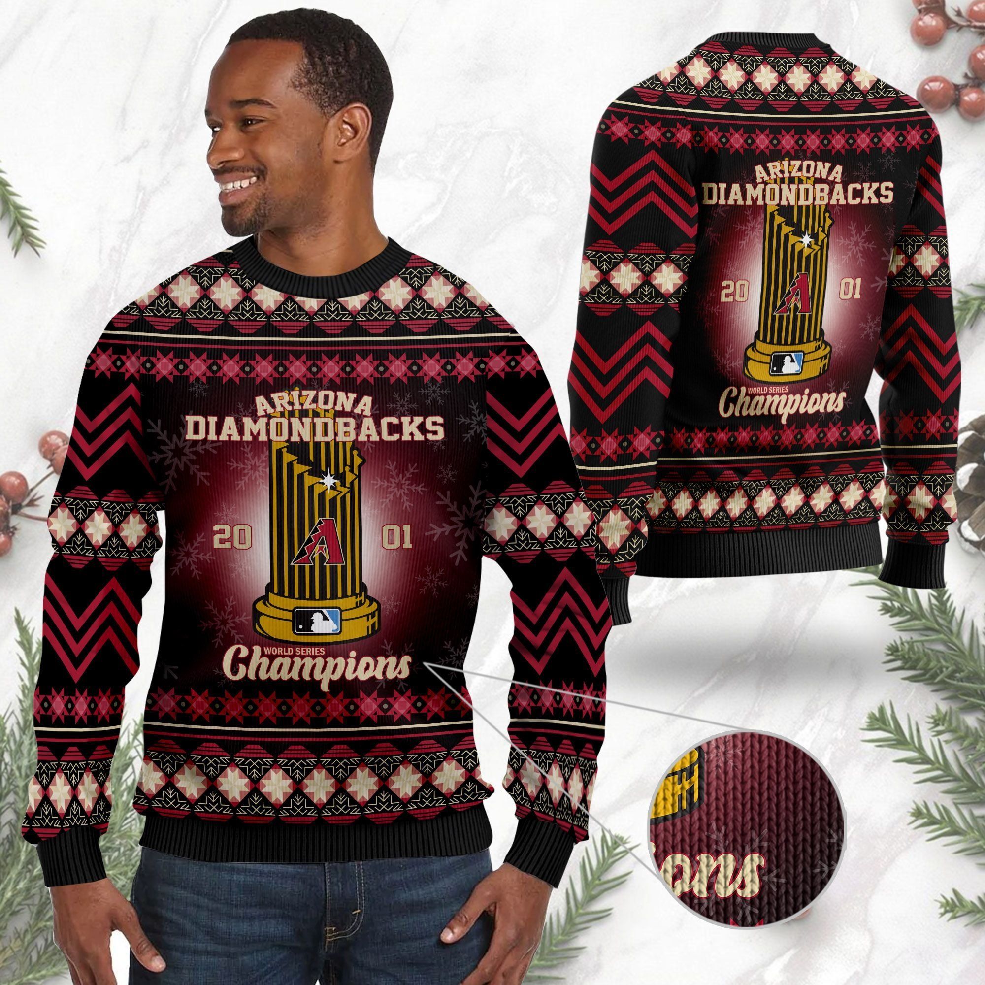 Arizona Diamondbacks World Series Champions MLB Cup Ugly Christmas Sweater