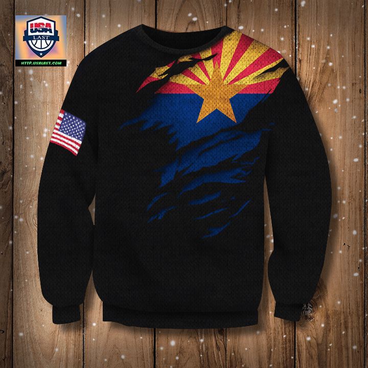 Arizona State Flag American Flag Sweater Arizona Flag Basic Sweater Winter Gift For Him