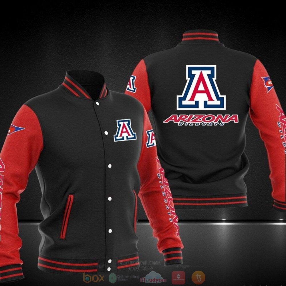 Arizona Wildcats Black Red Varsity Baseball Jacket for Men & Women | NCAA Team Fan Gift