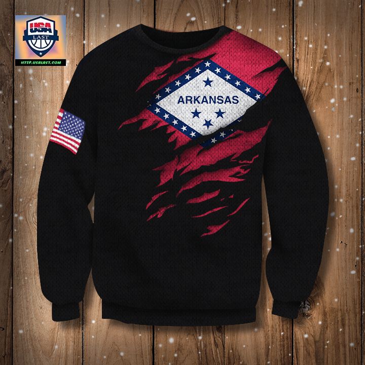 Arkansas Flag And American Flag Logo Sweater Arkansas State Flag Xmas Gift For Boyfriend