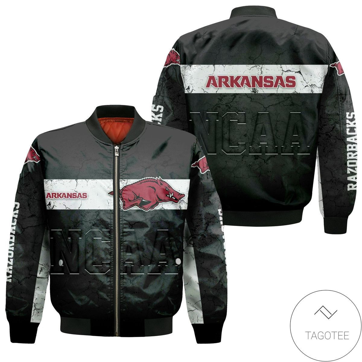 Arkansas Razorbacks Black Bomber Jacket | NCAA College Team Jacket for Men & Women | Sports Fan Gift