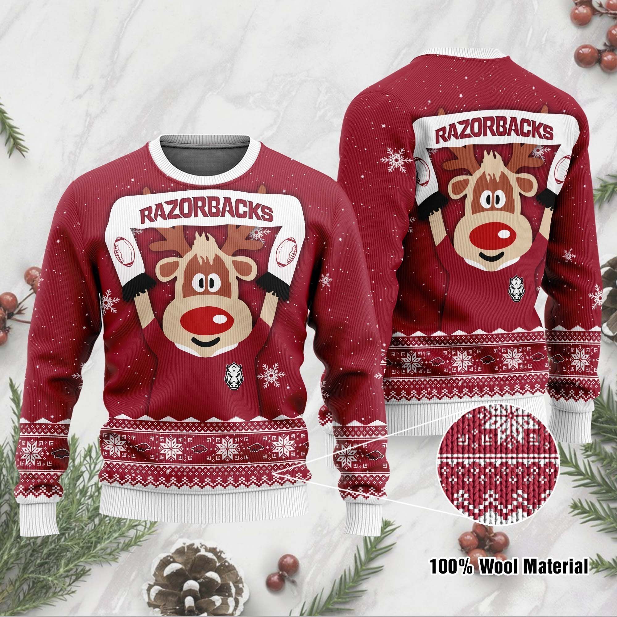 Arkansas Razorbacks Funny Ugly Christmas Sweater Holiday Xmas Party Men Women Plus Size