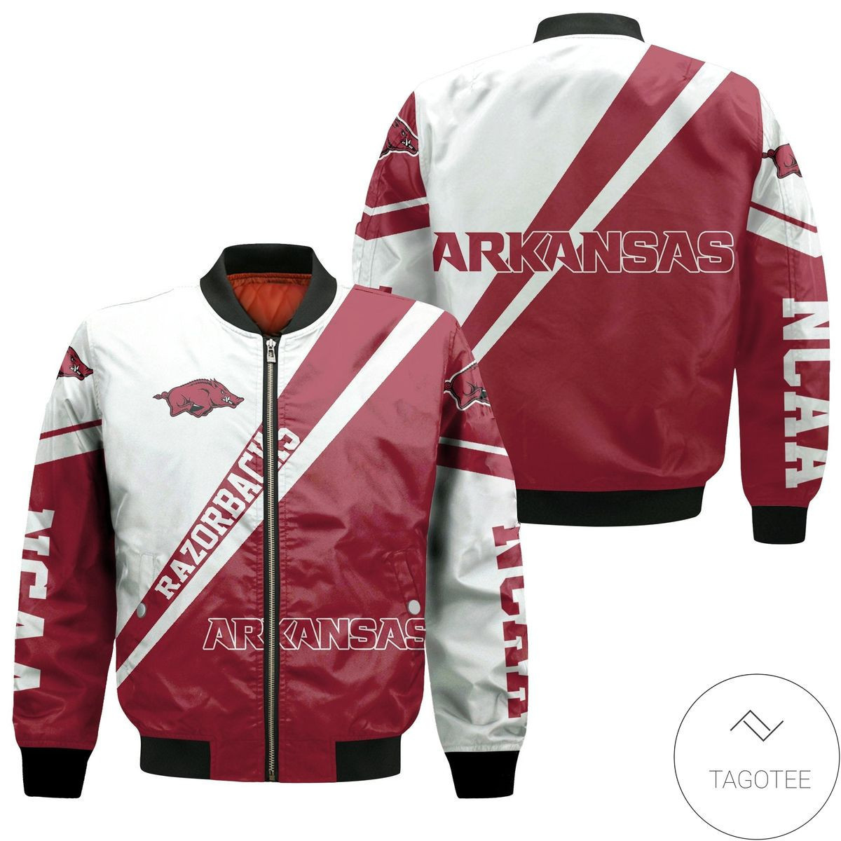 Arkansas Razorbacks Logo Bomber Jacket | NCAA College Team Jacket for Men & Women | Sports Fan Gift