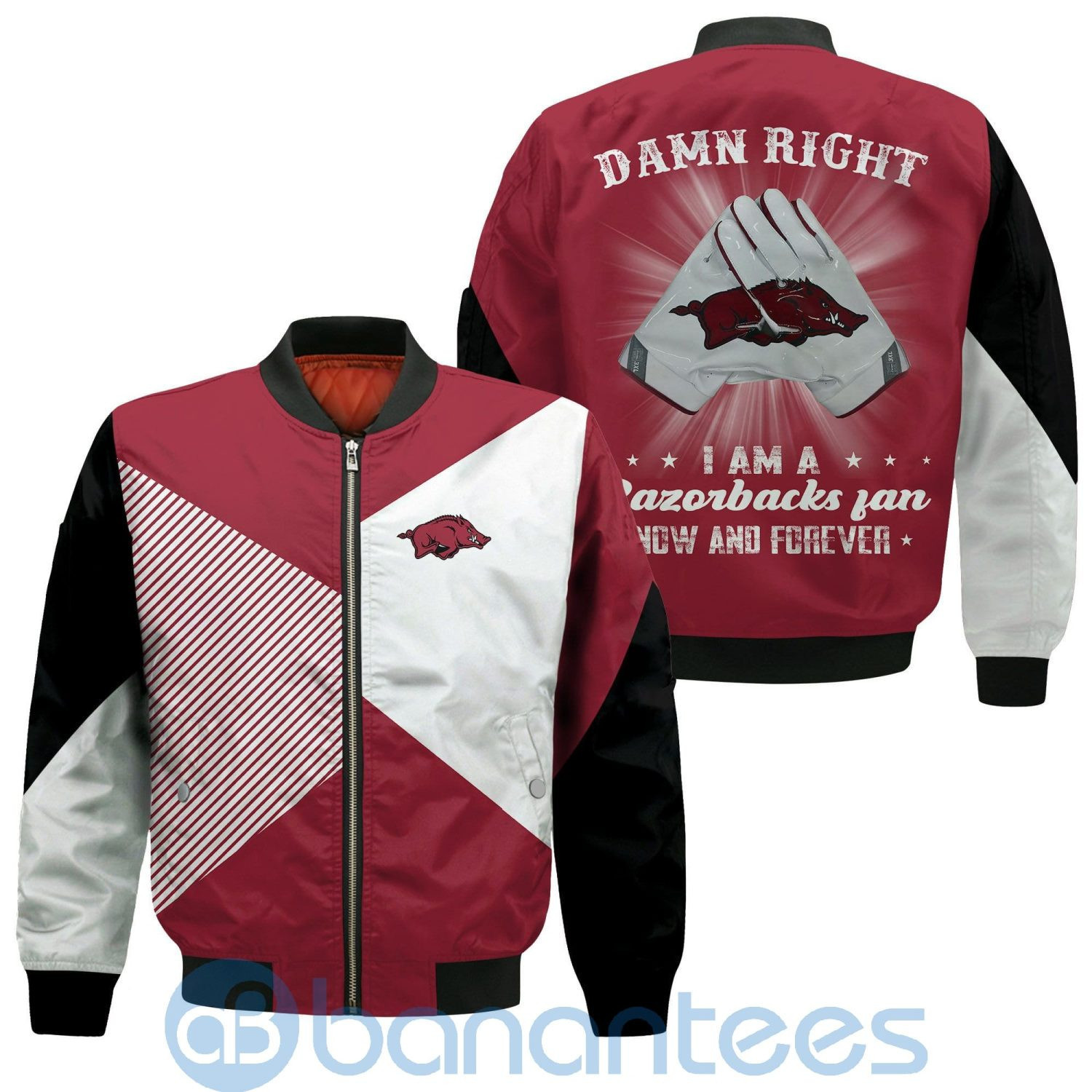 Arkansas Razorbacks Red White Bomber Jacket | NCAA College Team Jacket for Men & Women | Sports Fan Gift