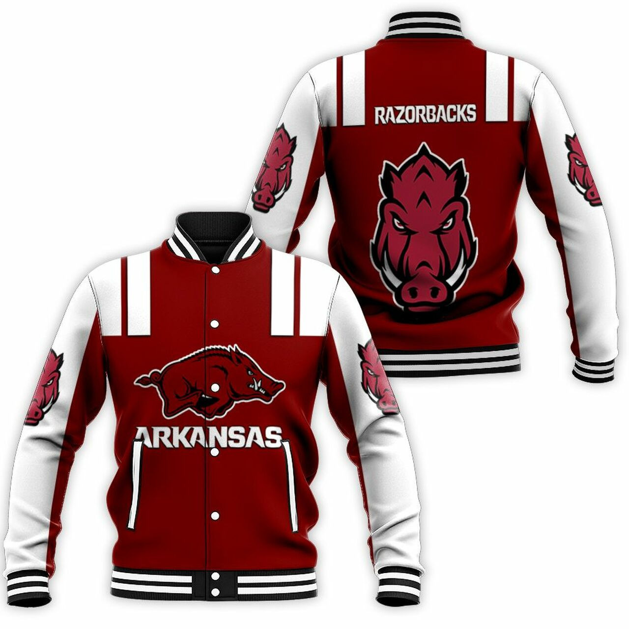 Arkansas Razorbacks Varsity Baseball Jacket for Men & Women | NCAA Team Fan Gift