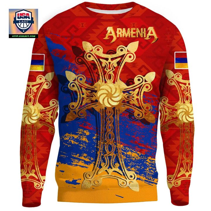 Armenia Khachkar Armenian Cross Special Sweater Knitted Long-Sleeved Sweater 
