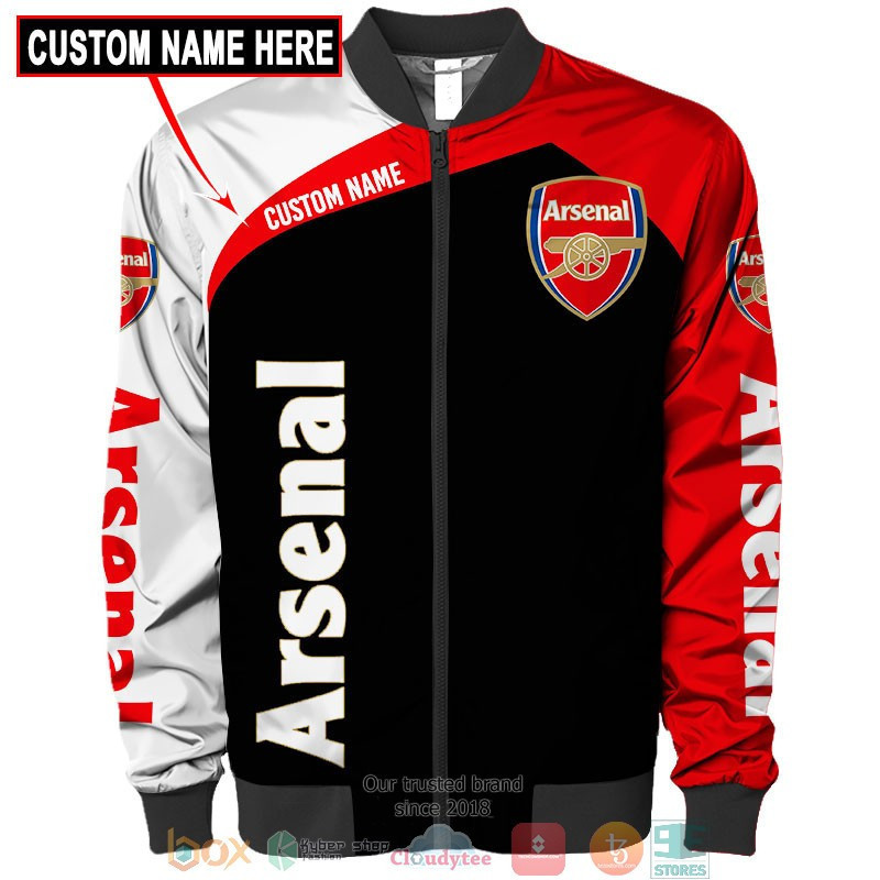 Arsenal FC Personalized Black Red Bomber Jacket | Streetwear Jacket for Men & Women | Fan Gift