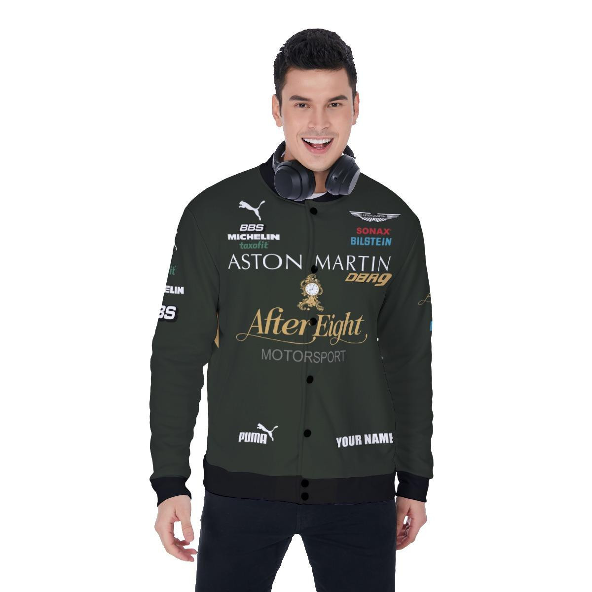 Aston Martin Racing After Eight Personalized Name Baseball Jacket for Men & Women | Vehicle Brand Fan Gift