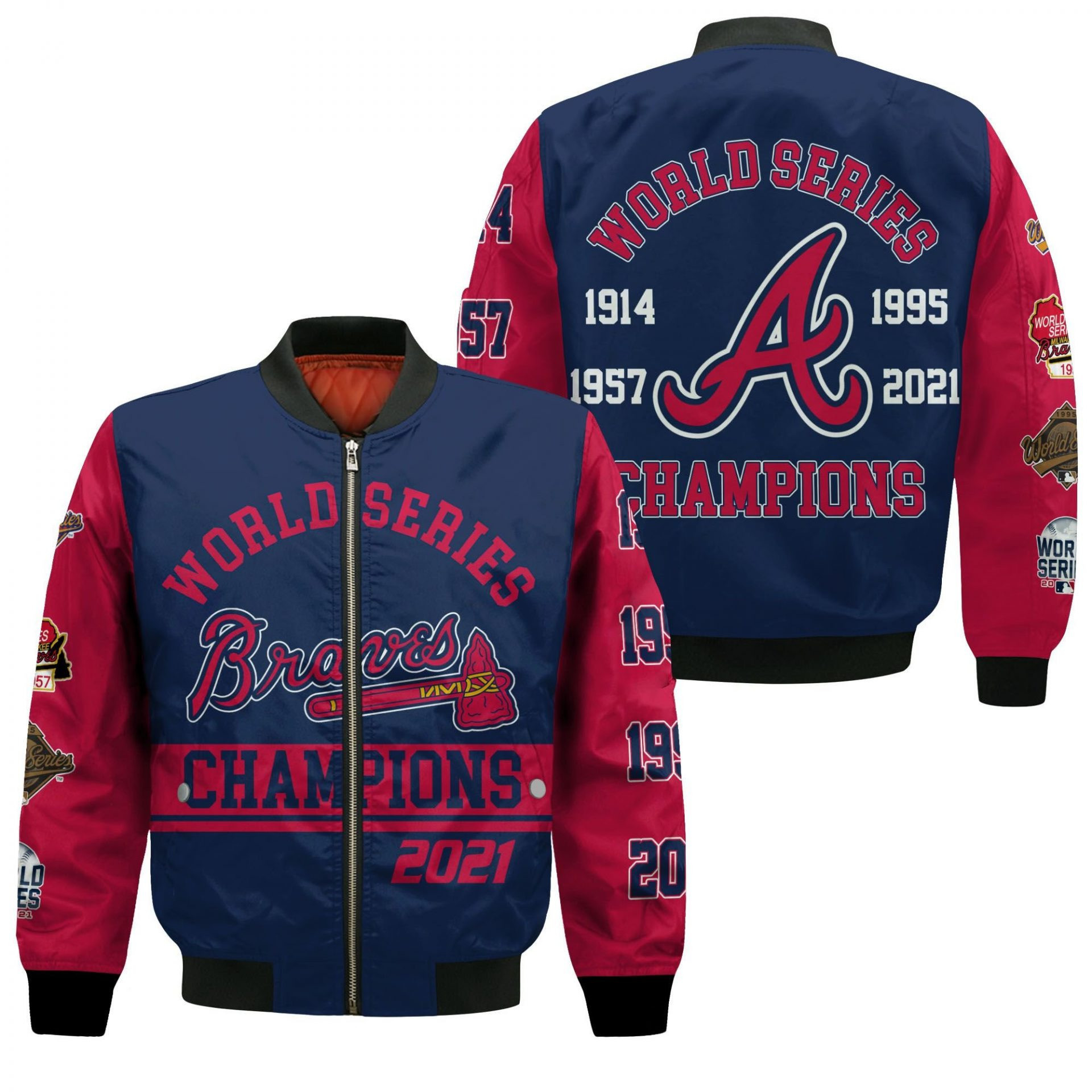 Atlanta Braves 2021 World Series Champions Bomber Jacket | MLB Team Jacket for Men & Women | Baseball Fan Gift