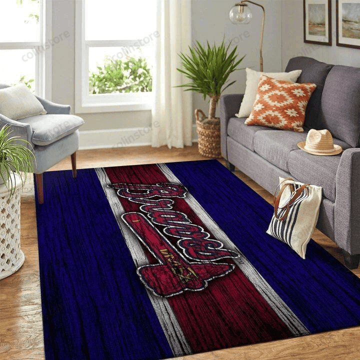 Atlanta Braves Baseball Rectangle Area Rug – Full Print Carpet For Living Room & Bedroom Home Decor