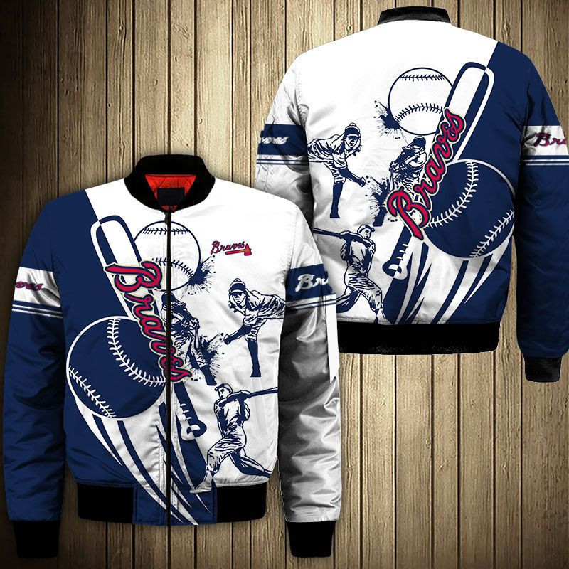 Atlanta Braves Blue Bomber Jacket | MLB Team Jacket for Men & Women | Baseball Fan Gift