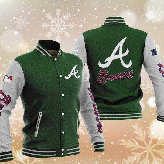 Atlanta Braves Green White Varsity Baseball Jacket for Men & Women | MLB Team Fan Gift