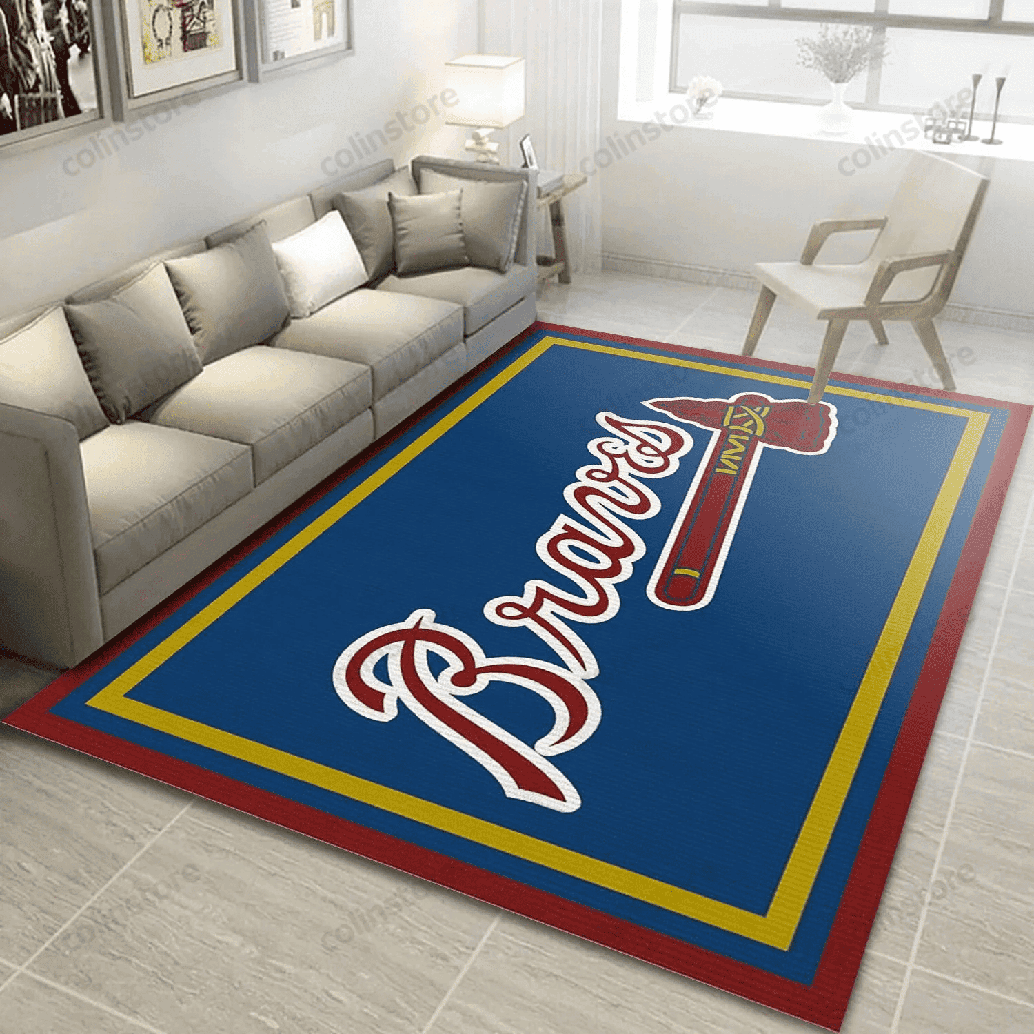 Atlanta Braves Imperial Spirit Rug Rectangle Area Rug – Full Print Carpet For Living Room & Bedroom Home Decor