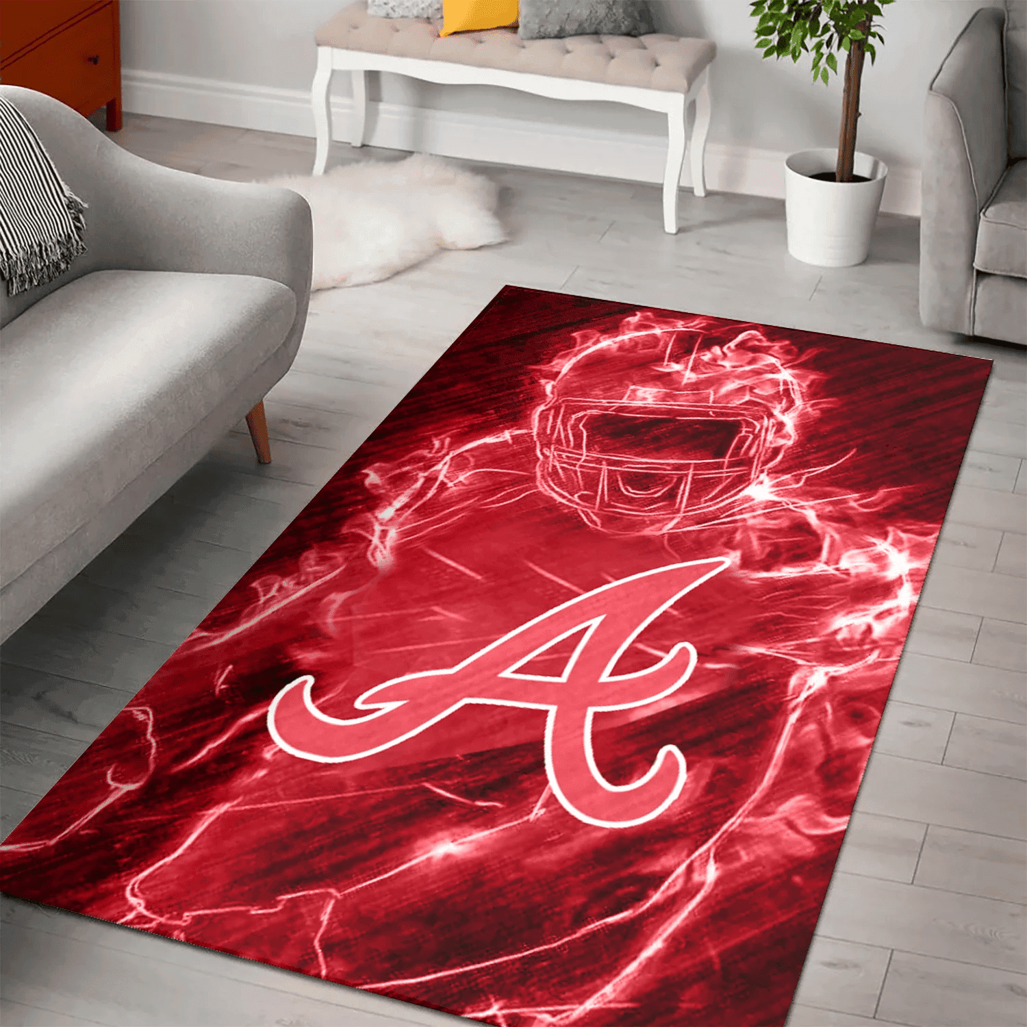 Atlanta Braves Legend 3D Full Print Rectangle Area Rug – Full Print Carpet For Living Room & Bedroom Home Decor