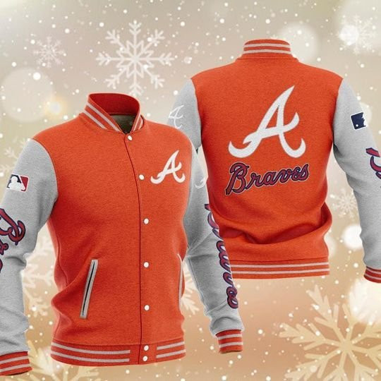Atlanta Braves Orange White Varsity Baseball Jacket for Men & Women | MLB Team Fan Gift