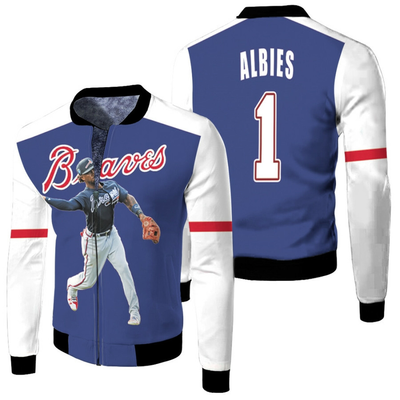 Atlanta Braves Personalized Name Number Blue Bomber Jacket | MLB Team Jacket for Men & Women | Baseball Fan Gift