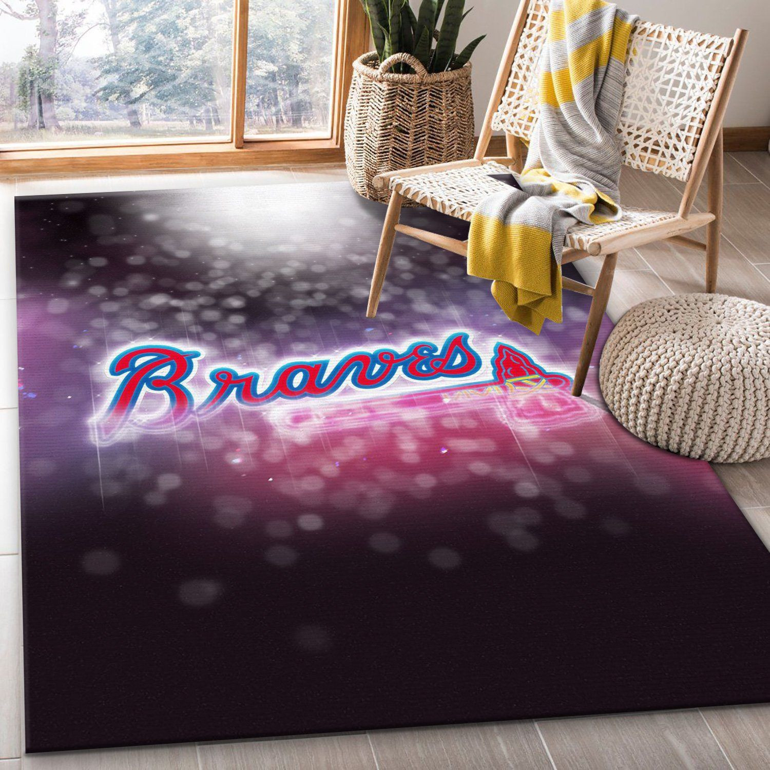Atlanta Braves Rectangle Area Rug – Full Print Carpet For Living Room & Bedroom Home Decor