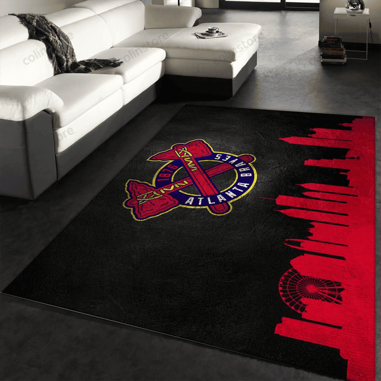 Atlanta Braves Skyline Team 3D Rectangle Area Rug – Full Print Carpet For Living Room & Bedroom Home Decor