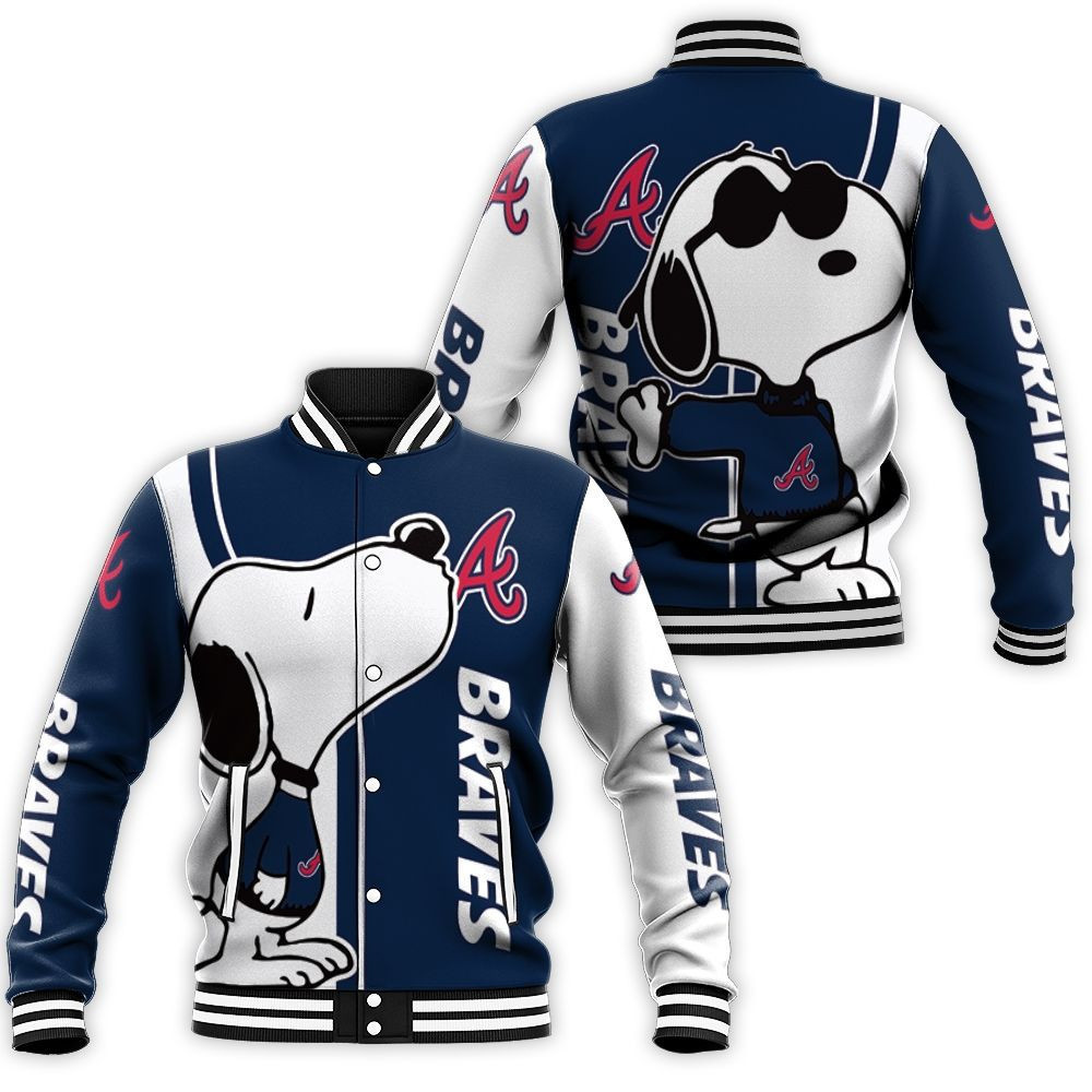 Atlanta Braves Snoopy Varsity Baseball Jacket for Men & Women | MLB Team Fan Gift