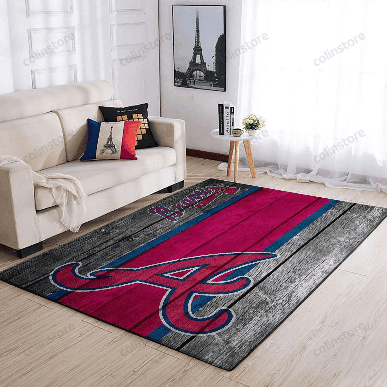 Atlanta Braves Team Logo Rectangle Area Rug – Full Print Carpet For Living Room & Bedroom Home Decor