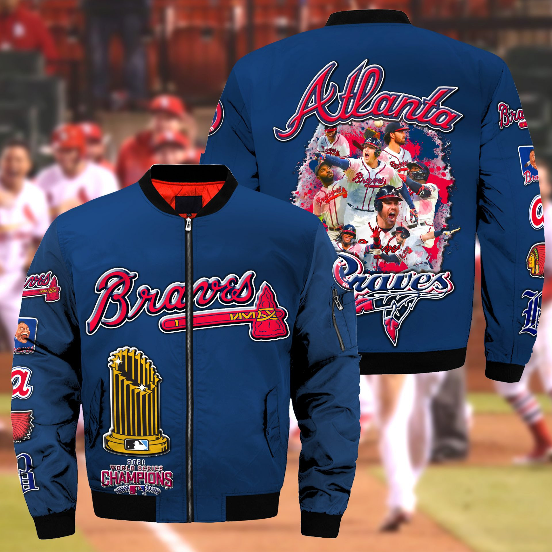 Atlanta Braves World Series 2021 Champions Bomber Jacket | MLB Team Jacket for Men & Women | Baseball Fan Gift