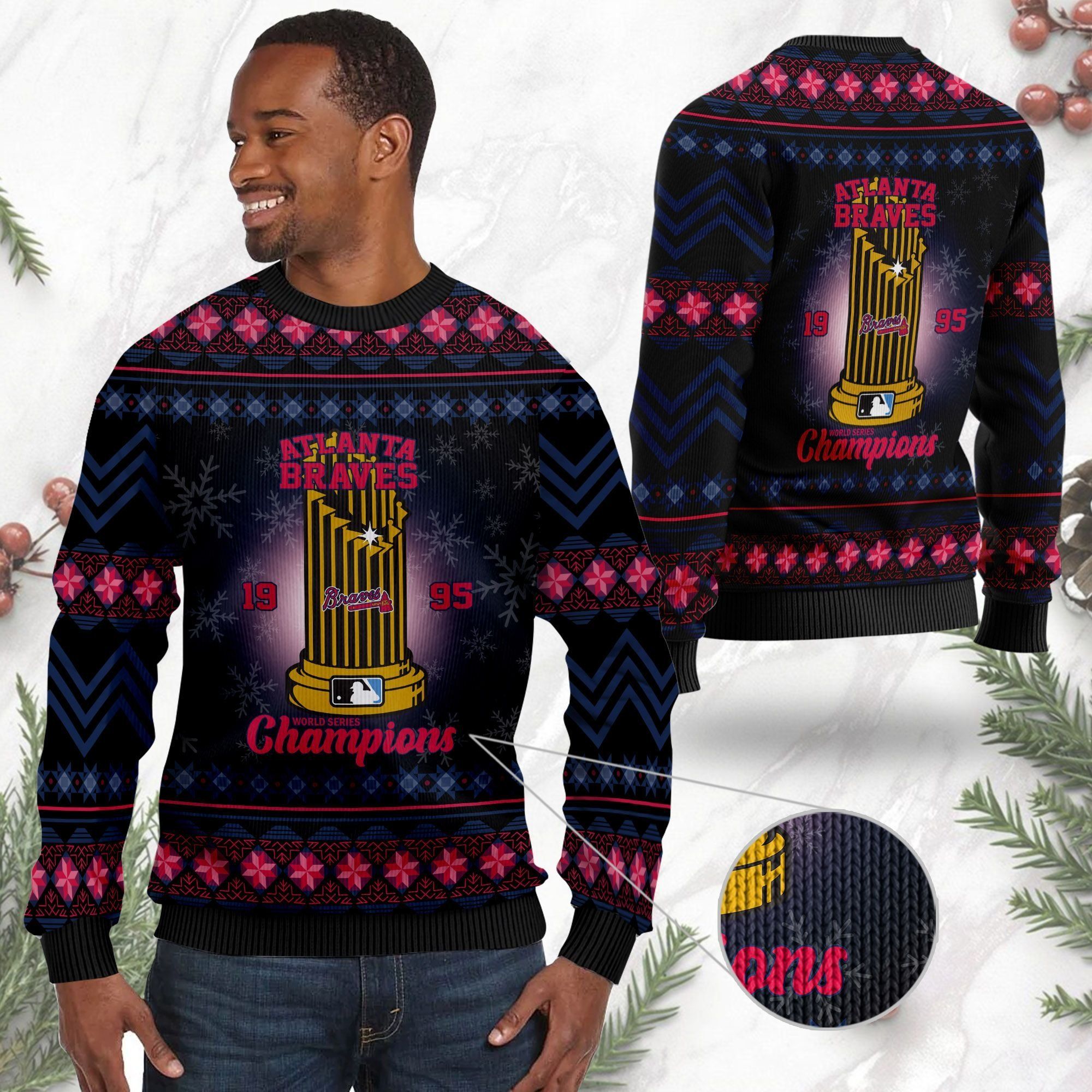 Atlanta Braves World Series Champions MLB Cup Ugly Christmas Sweater