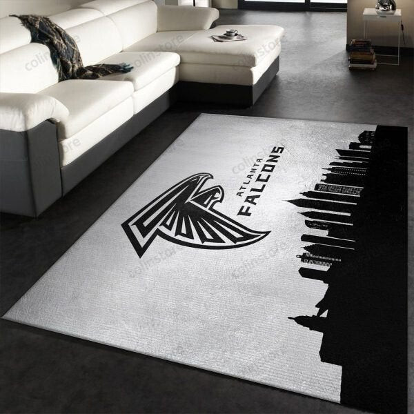 Atlanta Falcons Black And White 3D Rectangle Area Rug – Full Print Carpet For Living Room & Bedroom Home Decor