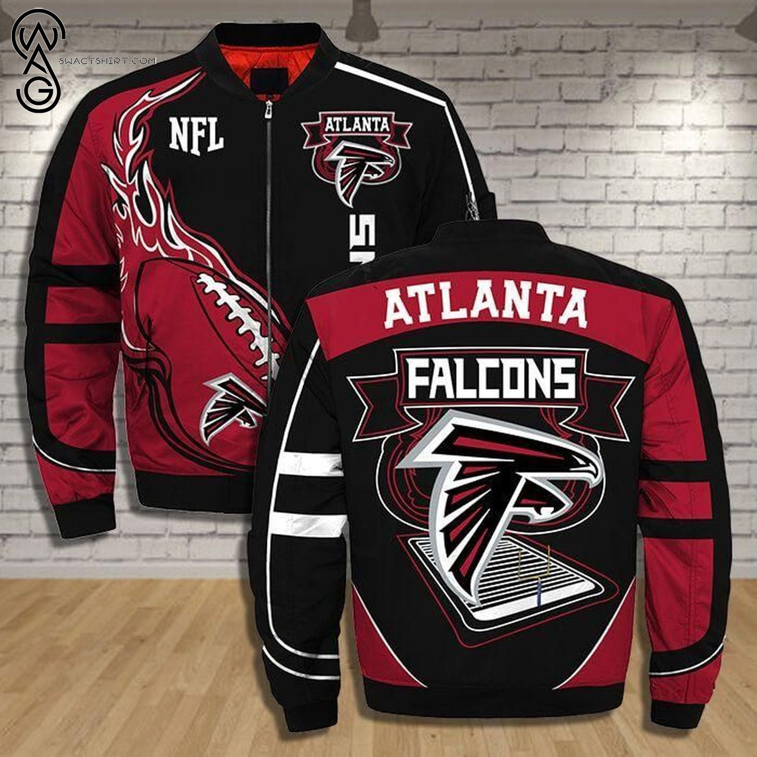 Atlanta Falcons Bomber Jacket | NFL Team Jacket for Men & Women | Football Fan Gift
