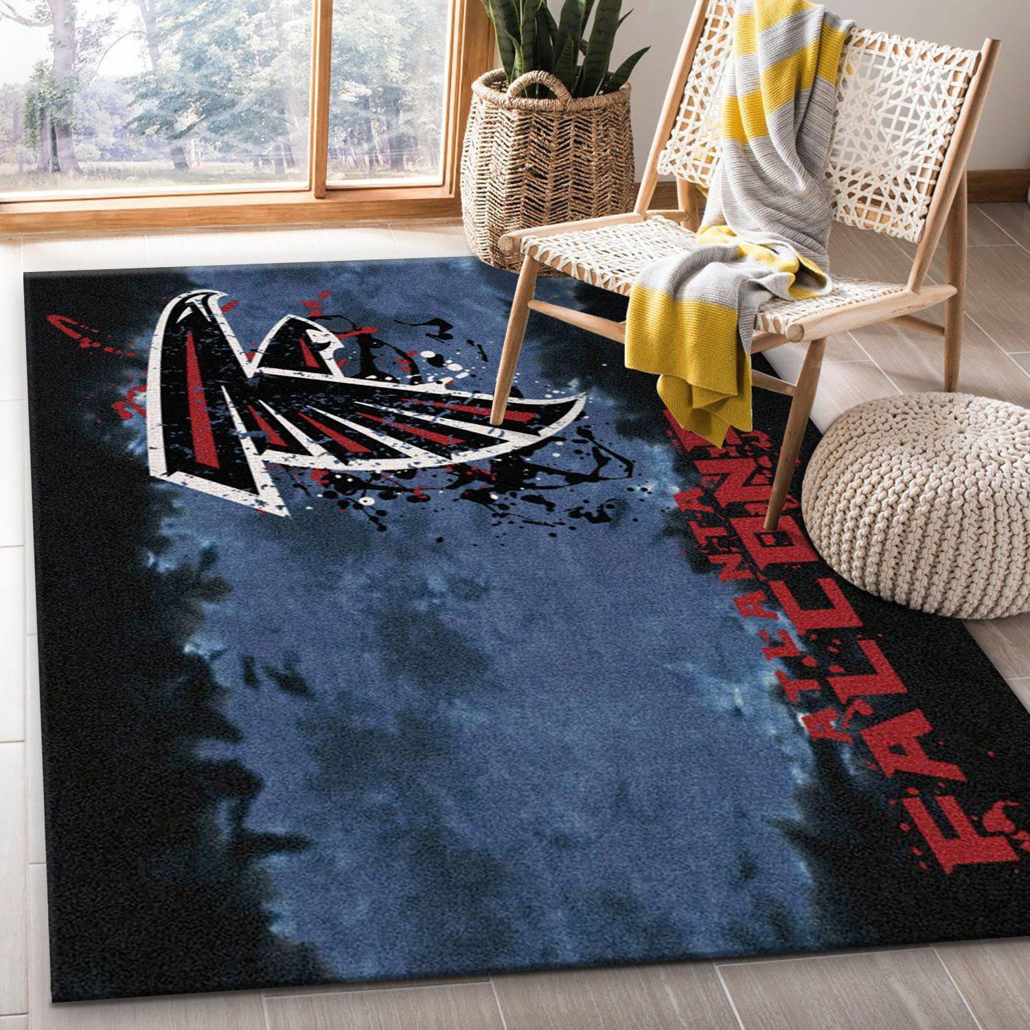 Atlanta Falcons Fade Rug Team Rectangle Area Rug – Full Print Carpet For Living Room & Bedroom Home Decor