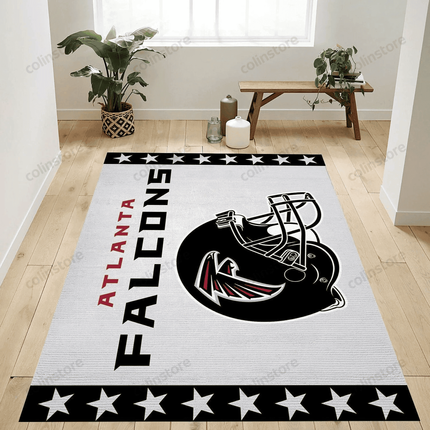 Atlanta Falcons Helmet Rectangle Area Rug – Full Print Carpet For Living Room & Bedroom Home Decor