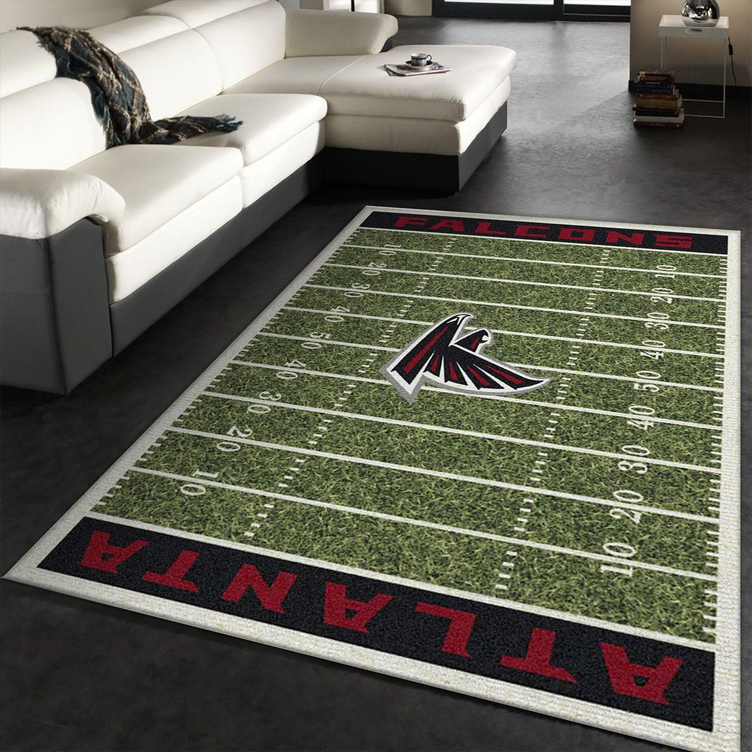 Atlanta Falcons Imperial Homefield Rug Team Logos Rectangle Area Rug – Full Print Carpet For Living Room & Bedroom Home Decor
